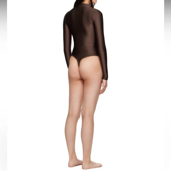 SKIMS Disco long sleeve front zip contour thong bodysuit, size large - Picture 16 of 16